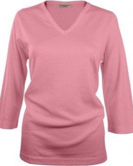 27001080 NMANNA ABIA 34 V-NECK LONG TOP COLOR BARELY PINK – Rosado, L