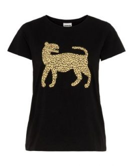 27004969 CAMISETA NMNATE SS T-SHIRT  BOX 8 BLACK LEOPARD – Negro, L