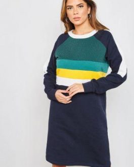 27006226 NMBRYCE LS SWEAT DRESS X1 NIGHT SKYWHITELEMO