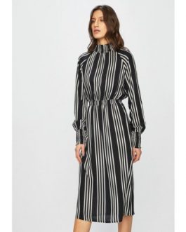 27006508 NMCLARA LS MIDI DRESS SSX2 BLACKWHITE – Negro, M