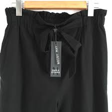 27007253 NMKELSIE PAPERBAG HW PANT SSX3 BLACK PANTALON