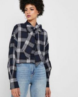 27007667 BLUSA NMERIK LS BOW OVERSIZESHIRT NIGHT SKY WITHE – Azul Marino, M