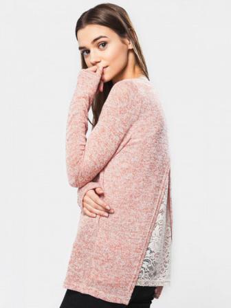 10169728 BLOUSA VMAL MOND LS LACE PEACH WHIPW. CEDAR WOOD