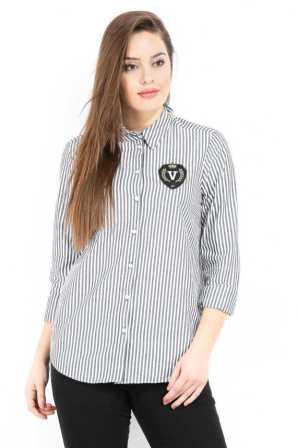 10185654 SHIRT BADGE LS SNOW WHITENAVY BLAZER