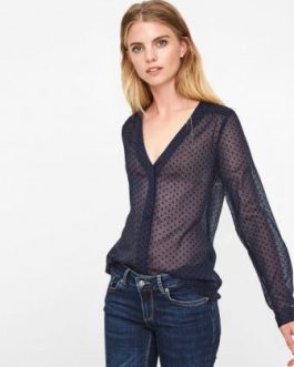 10186024 BLOUSA FLOCKS BLACKBLACK DOTS – Azul Marino, S