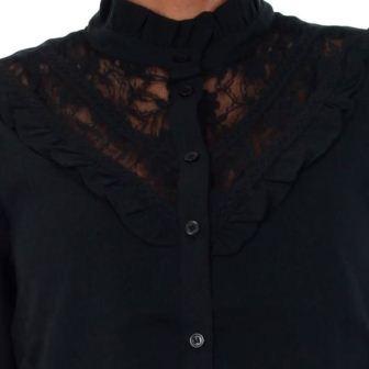 10189755 BLUSA ROSE LACE LS SHIRT BLACKSOLID.