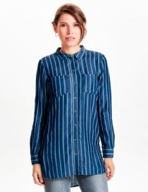 15139164 STRIPE SHIRT DARK BLUE DENIM – Azul, 34