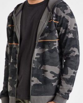 12167549 SWEAT PKTGMS HILL ZIP HOOD AOP BEETLE – Camuflaje gris militar, M